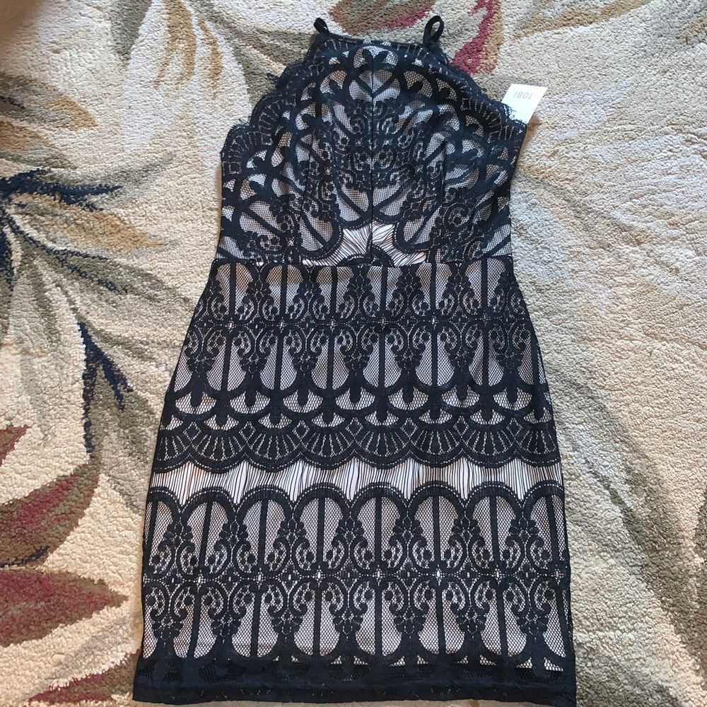 Tobi black and cream bodycon dress small